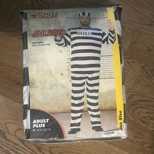 Spirit Black and White Striped Jailbird Costume adult 2X